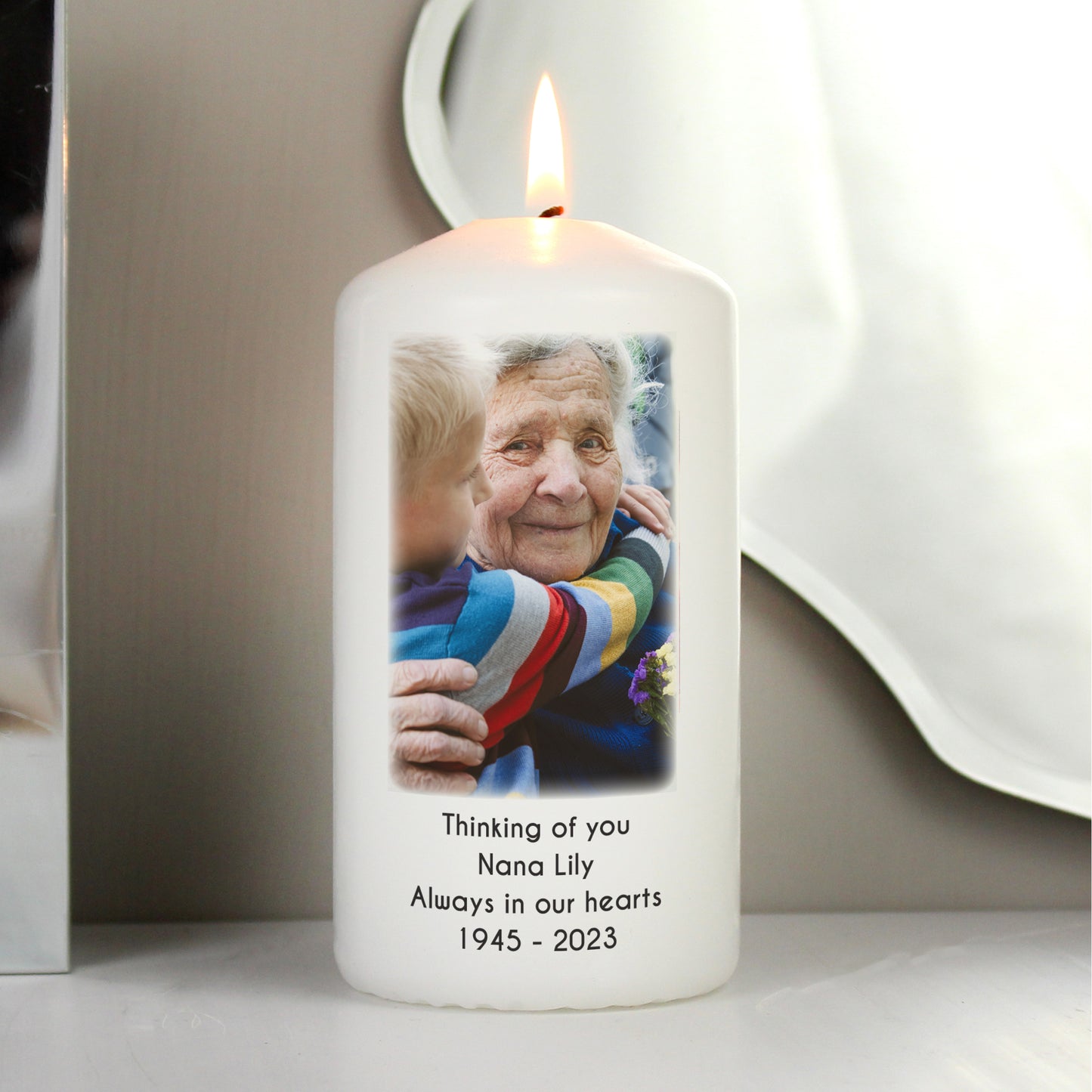 Personalised Photo Upload Pillar Candle