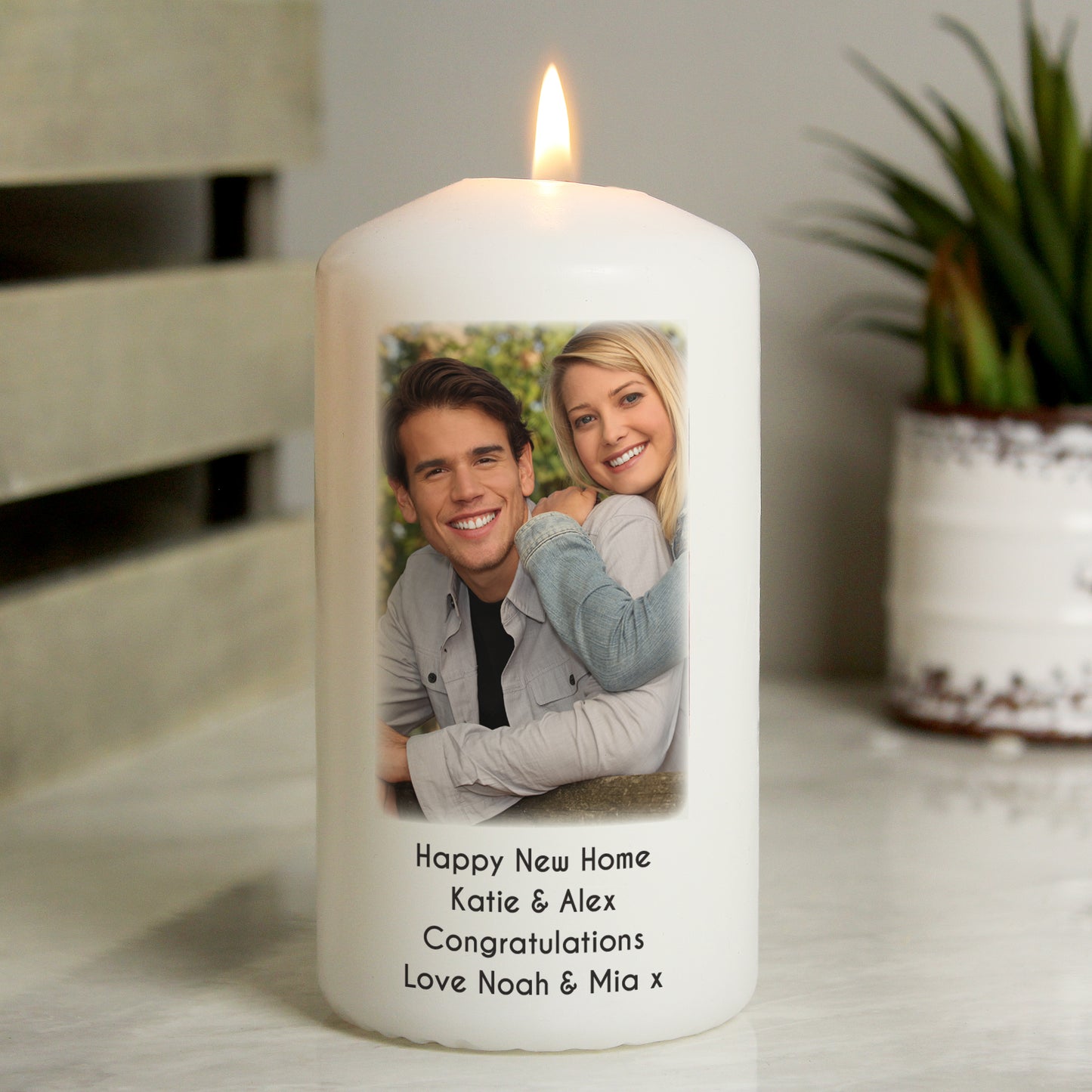 Personalised Photo Upload Pillar Candle