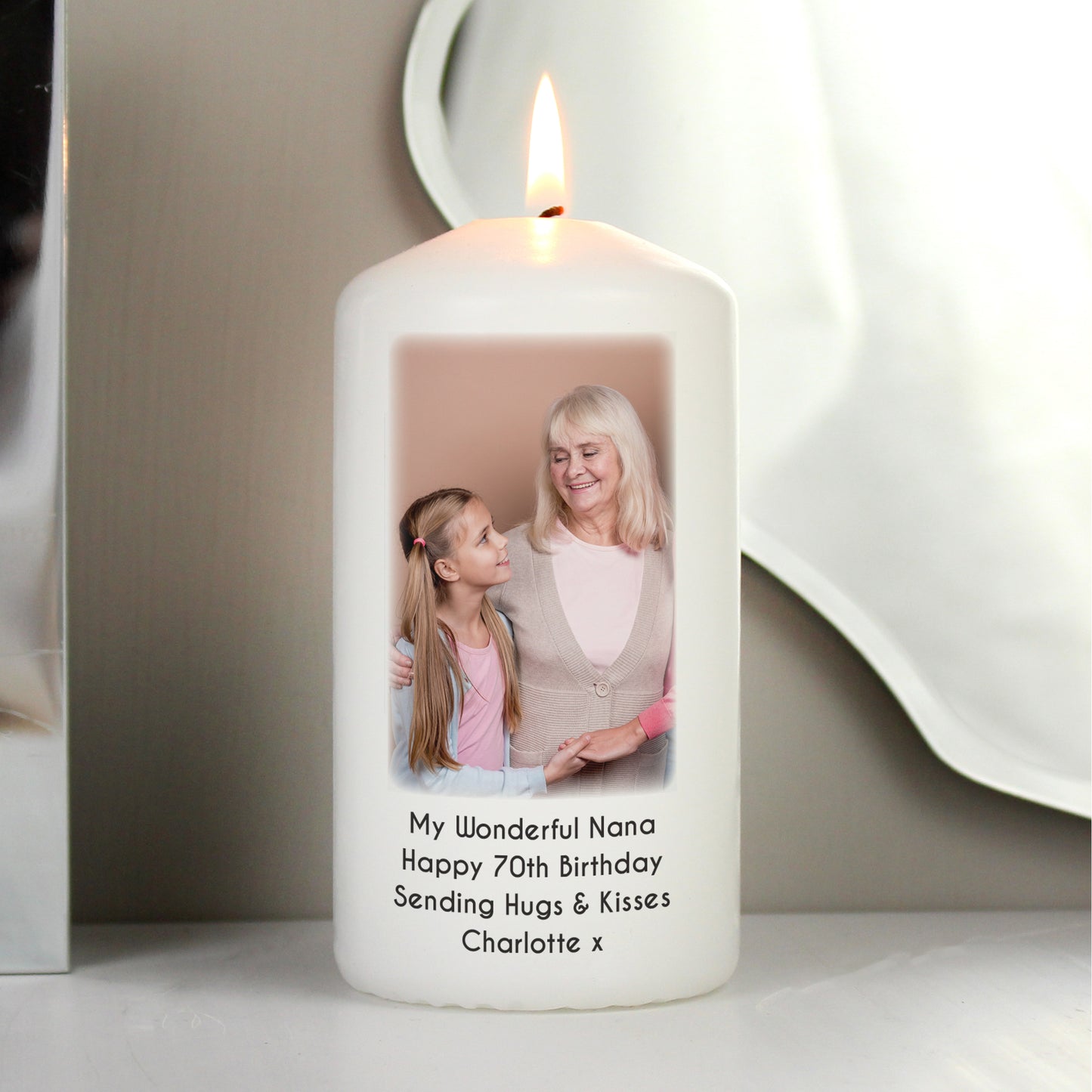 Personalised Photo Upload Pillar Candle