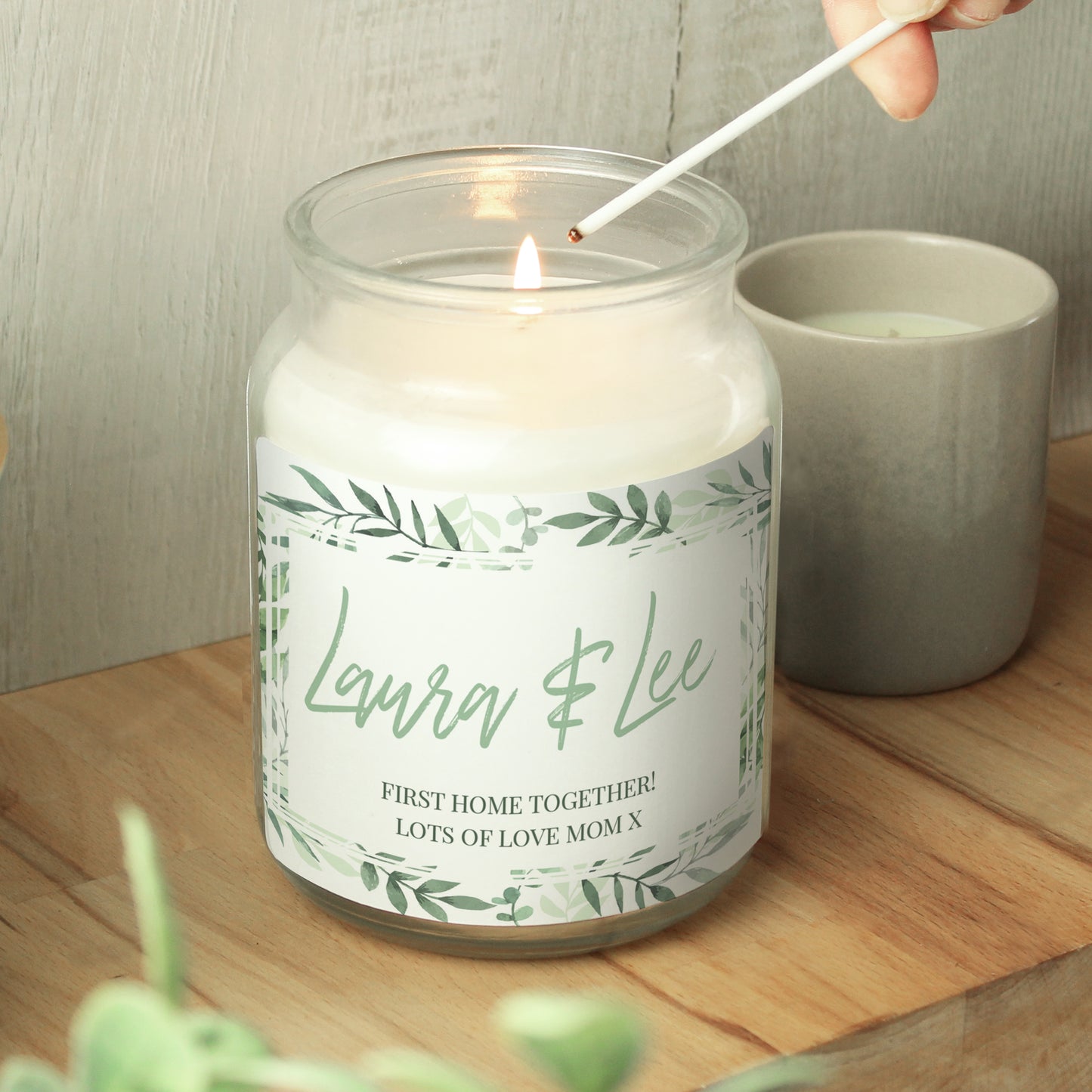 Personalised Botanical Large Scented Jar Candle