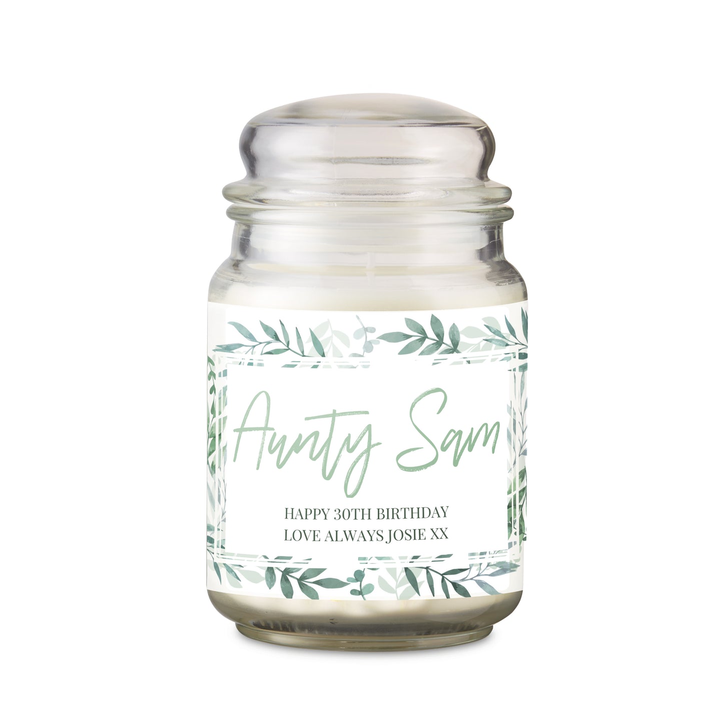 Personalised Botanical Large Scented Jar Candle