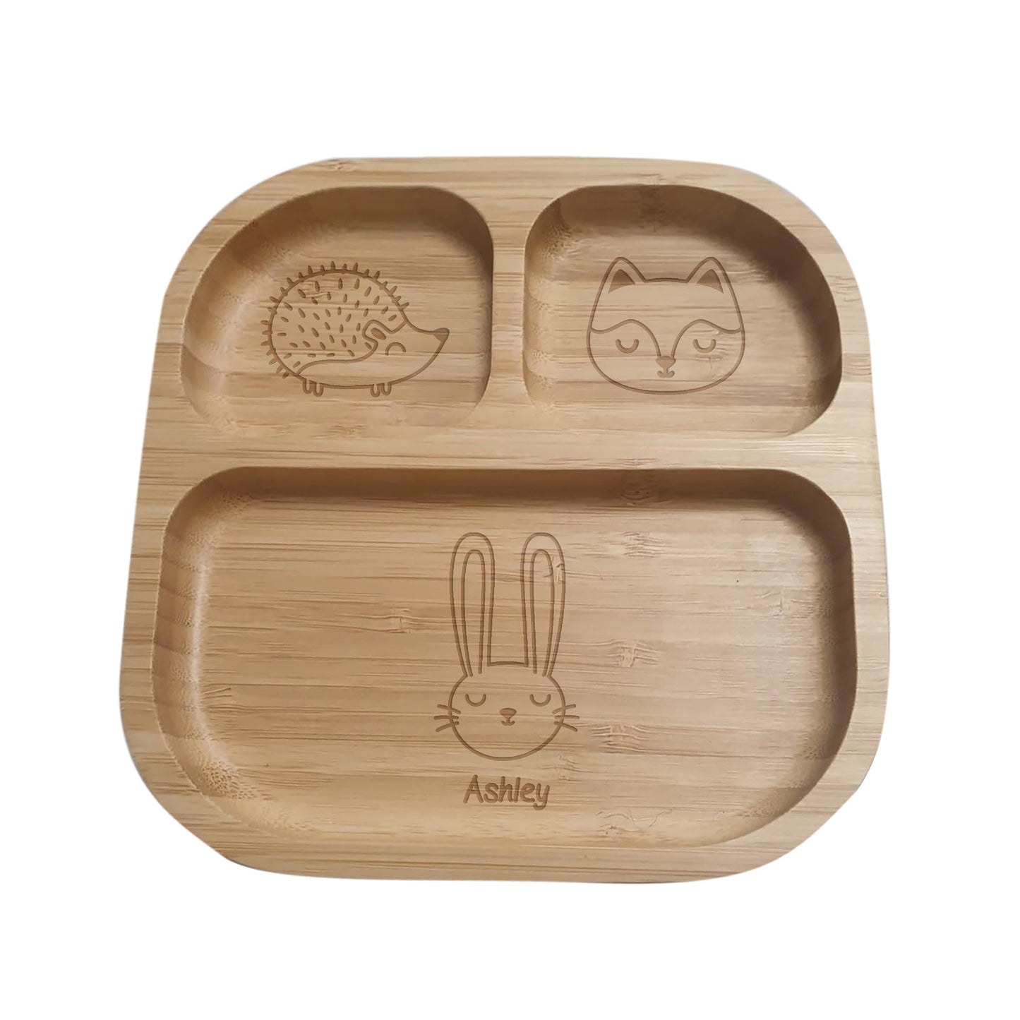 Personalised Woodland Bamboo Suction Plate