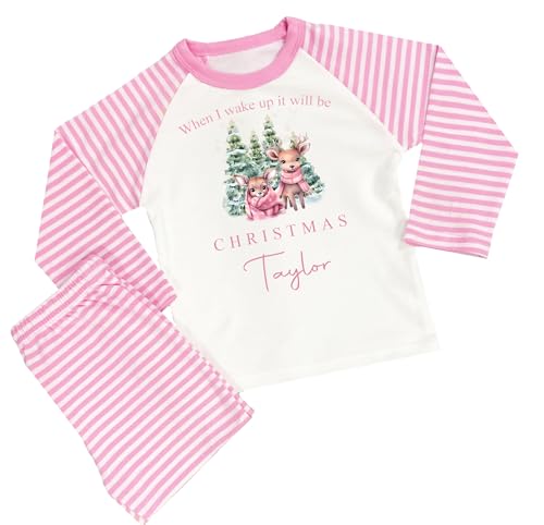 The Baby Box UK Personalised Girls When I Wake Up Christmas Pyjamas Xmas Pjs