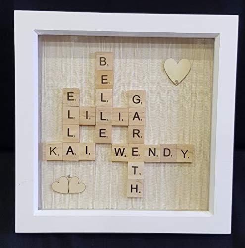 TradexOnline Personalised Scrabble Letter Deep Box Frame for Family, Friends, Weddings, Gifts