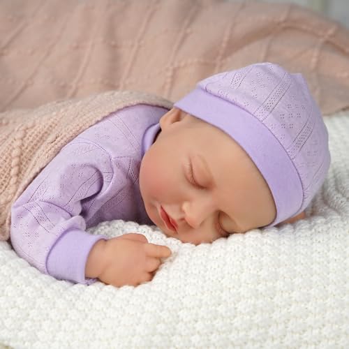 JIZHI Reborn Dolls - 17 inch Soft Body Lifelike-Newborn Baby Dolls Sleeping Girl Dolls with Clothes and Toy Accessories Gift for Kids Age 3+, Pink-hat