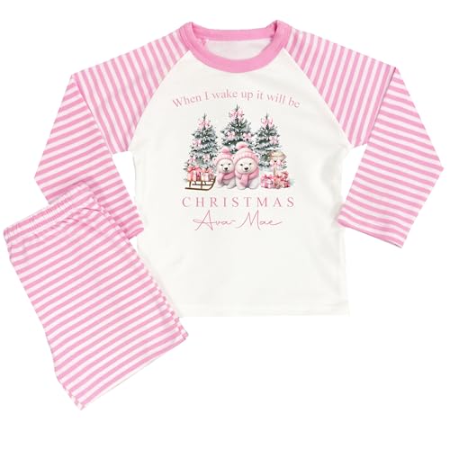 The Baby Box UK Personalised Girls When I Wake Up Christmas Pyjamas Xmas Pjs