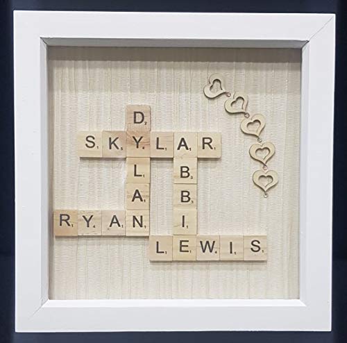 TradexOnline Personalised Scrabble Letter Deep Box Frame for Family, Friends, Weddings, Gifts