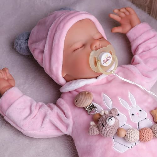 JIZHI Reborn-Baby Dolls 17 Inch Reborn Dolls Realistic Newborn Baby Dolls Soft Body Poseable Full Vinyl Body Girl Like a Lifelike Baby with Feeding Kit Gift Box for Kids