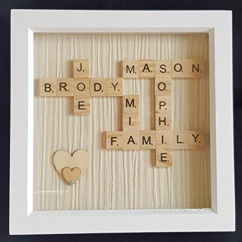 TradexOnline Personalised Scrabble Letter Deep Box Frame for Family, Friends, Weddings, Gifts