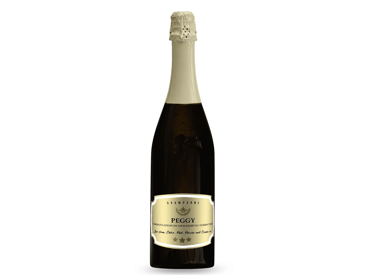 Personalised Gold Champagne Bottle Label - Any Wording