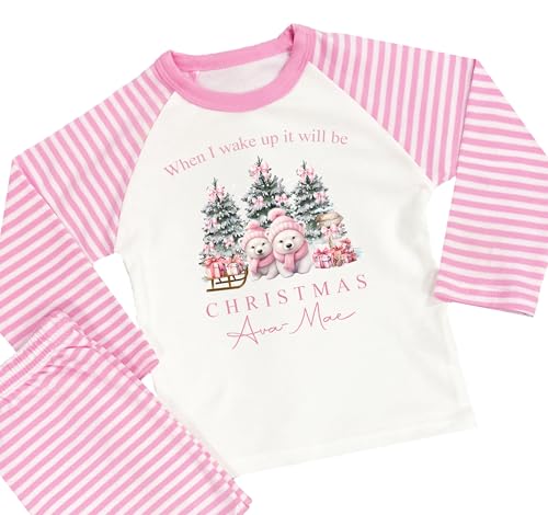 The Baby Box UK Personalised Girls When I Wake Up Christmas Pyjamas Xmas Pjs