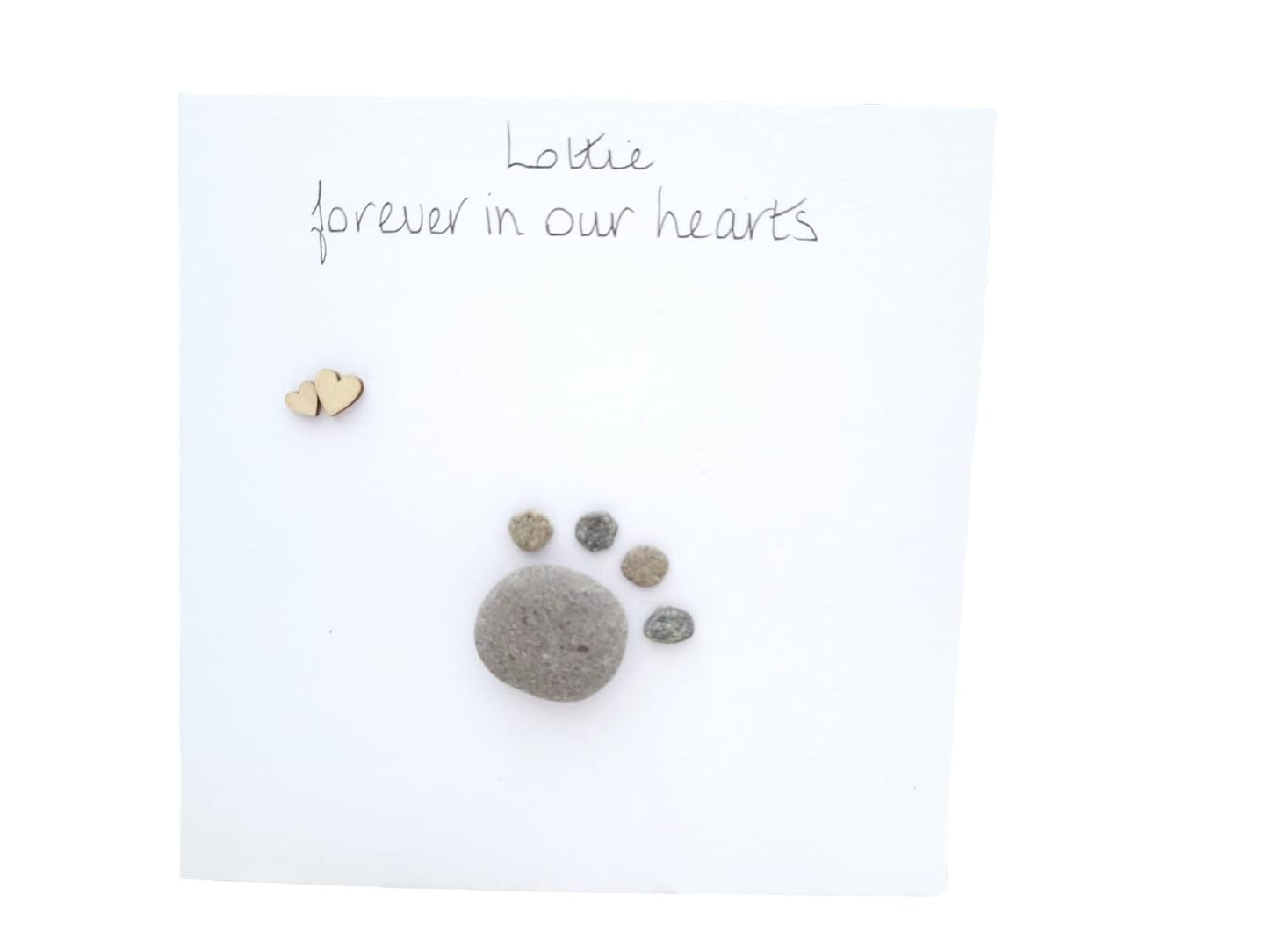 Pet Loss Personalised Sympathy Card - Rainbow Bridge - Dog, Cat Paw Print - Pebble Art Picture