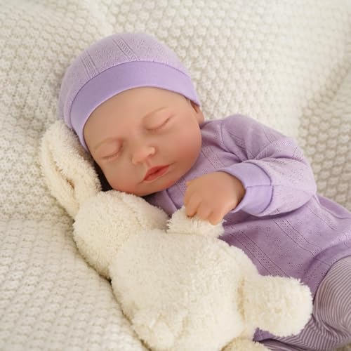 JIZHI Reborn Dolls - 17 inch Soft Body Lifelike-Newborn Baby Dolls Sleeping Girl Dolls with Clothes and Toy Accessories Gift for Kids Age 3+, Pink-hat