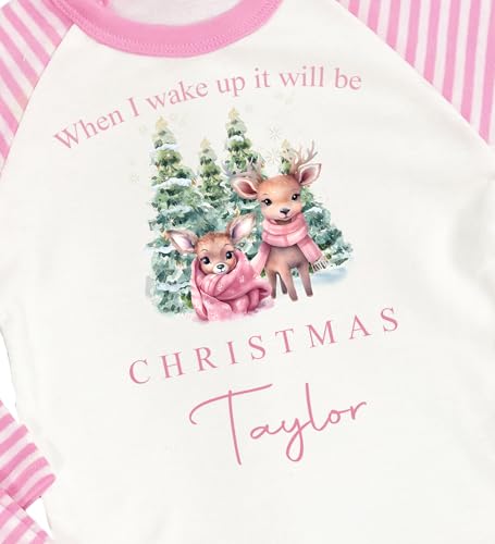 The Baby Box UK Personalised Girls When I Wake Up Christmas Pyjamas Xmas Pjs