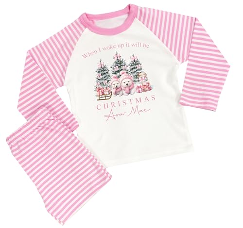 The Baby Box UK Personalised Girls When I Wake Up Christmas Pyjamas Xmas Pjs