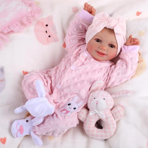 BABESIDE Reborn-Baby Doll Sunny 17 inch Realistic Newborn Dolls Girls Lifelike Baby Doll Soft Cloth Body Reborn Toddler Dolls Real Life Baby Dolls that Look Real Open Eyes