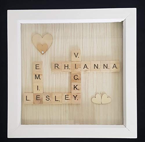 TradexOnline Personalised Scrabble Letter Deep Box Frame for Family, Friends, Weddings, Gifts