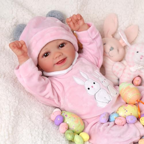 BABESIDE Reborn-Baby Doll Sunny 17 inch Realistic Newborn Dolls Girls Lifelike Baby Doll Soft Cloth Body Reborn Toddler Dolls Real Life Baby Dolls that Look Real Open Eyes