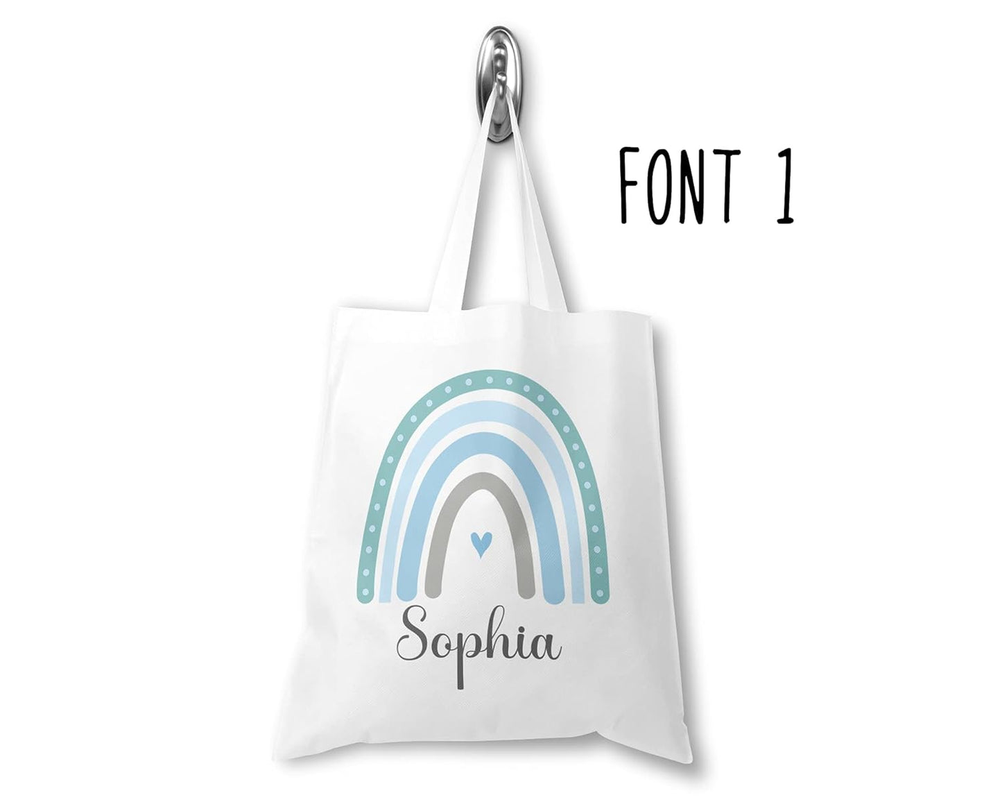 Personalised Tote Bag, Custom Rainbow Tote with Name, Shopper Bag, Birthday Gift Bag, Goodie Bag, Kids Party Bags, Bag For Life, Reusable Bag