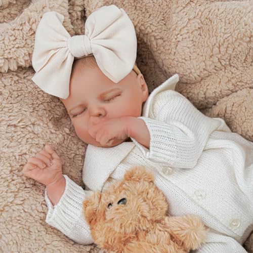 JIZHI Reborn-Baby Dolls 17 Inch Reborn Dolls Realistic Newborn Baby Dolls Soft Body Poseable Full Vinyl Body Girl Like a Lifelike Baby with Feeding Kit Gift Box for Kids