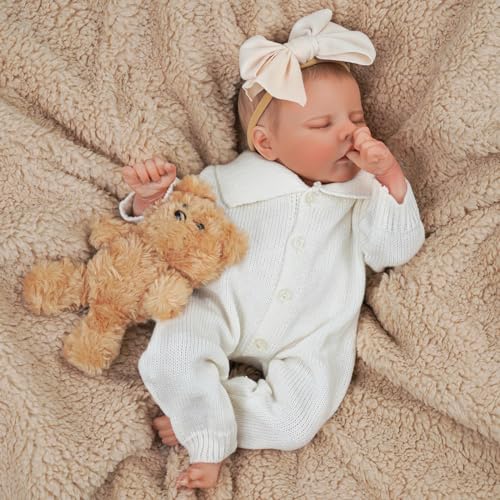 JIZHI Reborn-Baby Dolls 17 Inch Reborn Dolls Realistic Newborn Baby Dolls Soft Body Poseable Full Vinyl Body Girl Like a Lifelike Baby with Feeding Kit Gift Box for Kids