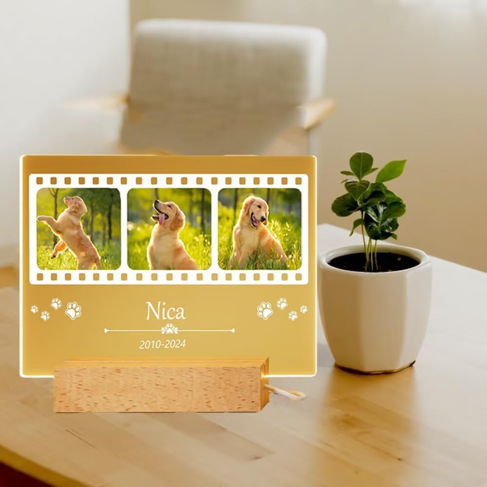 Personalized Dog Memorial Gifts for Loss of Dog - Pet Memorial Plaque Custom Photo Night Lights, Pets Bereavement Gifts Loss of Pet Gift, Style 4