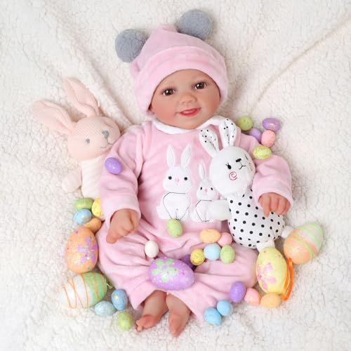 BABESIDE Reborn-Baby Doll Sunny 17 inch Realistic Newborn Dolls Girls Lifelike Baby Doll Soft Cloth Body Reborn Toddler Dolls Real Life Baby Dolls that Look Real Open Eyes