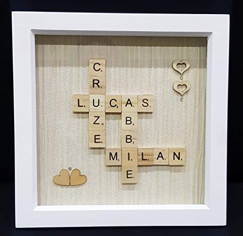 TradexOnline Personalised Scrabble Letter Deep Box Frame for Family, Friends, Weddings, Gifts