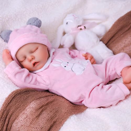 JIZHI Reborn-Baby Dolls 17 Inch Reborn Dolls Realistic Newborn Baby Dolls Soft Body Poseable Full Vinyl Body Girl Like a Lifelike Baby with Feeding Kit Gift Box for Kids