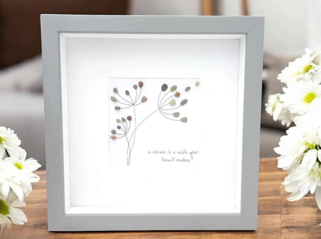 Mum Gift Idea Dandelion Wishes Pebble Art Picture Mum, Birthday Family Gift Dreams Home Decor Art