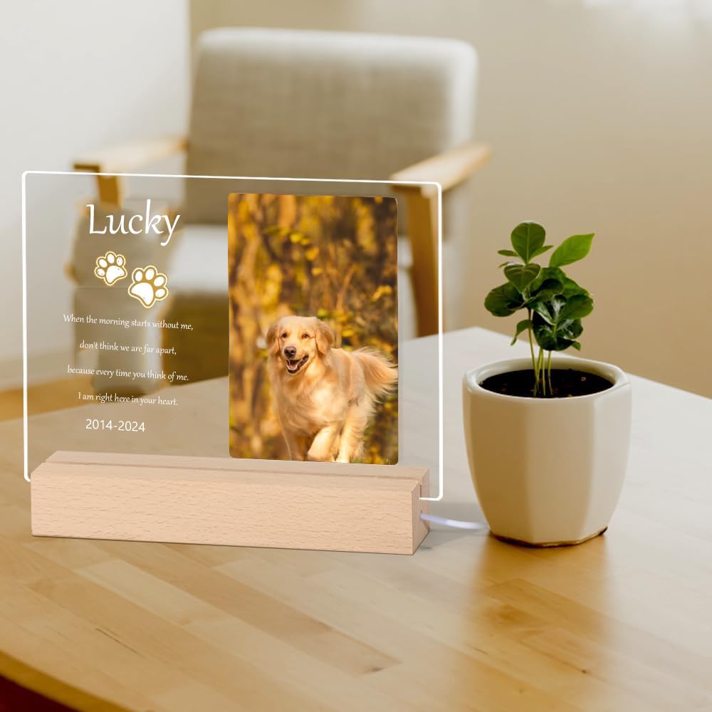 Personalized Dog Memorial Gifts for Loss of Dog - Pet Memorial Plaque Custom Photo Night Lights, Pets Bereavement Gifts Loss of Pet Gift, Style 4