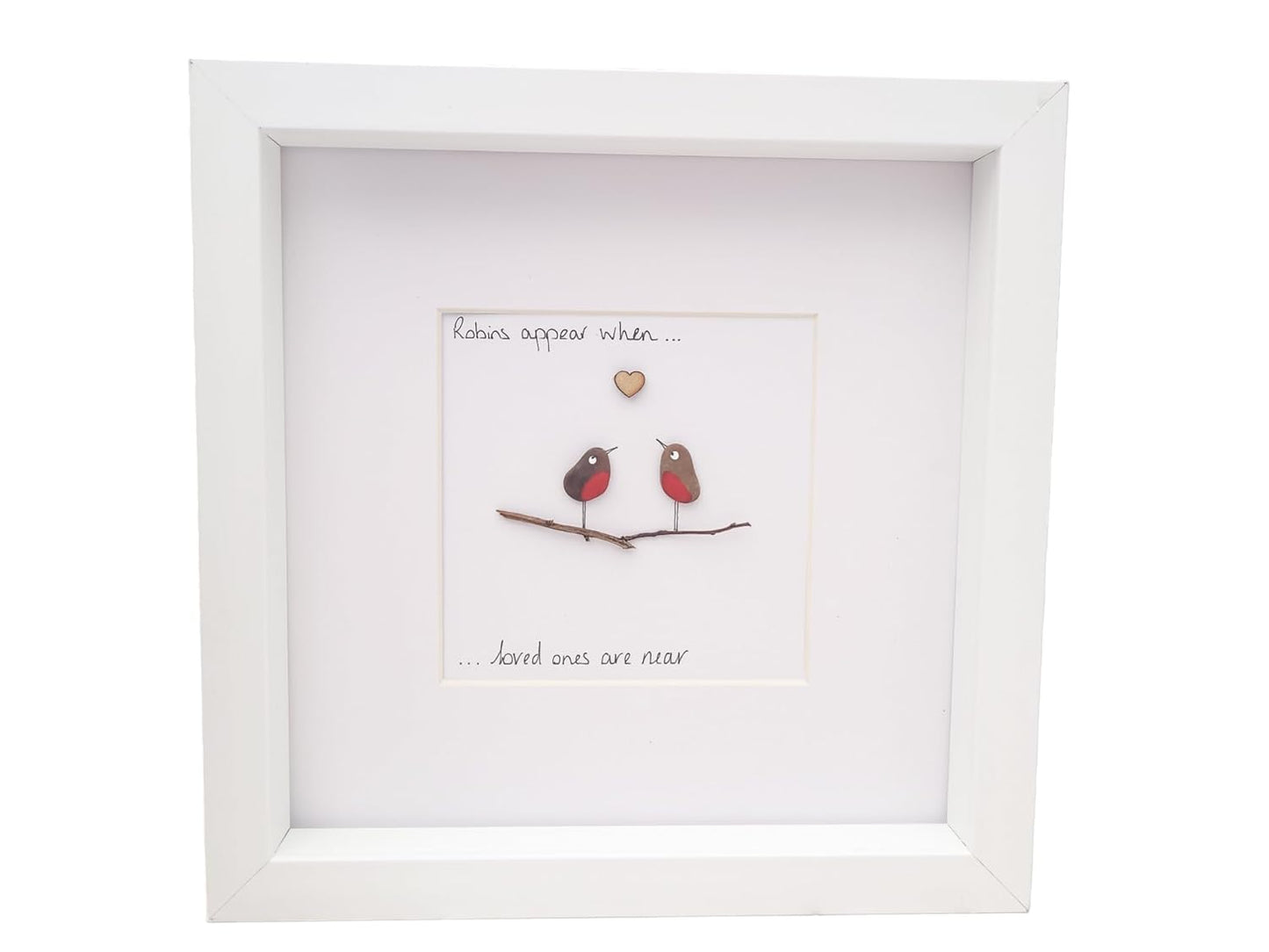 Robins Appear When Loved Ones Are Near Framed Family Friends Christmas Gift Pebble Art Picture Personalised