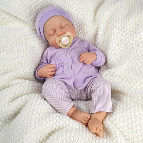 JIZHI Reborn Dolls - 17 inch Soft Body Lifelike-Newborn Baby Dolls Sleeping Girl Dolls with Clothes and Toy Accessories Gift for Kids Age 3+, Pink-hat