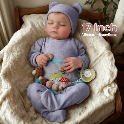 JIZHI Reborn Baby Dolls Boy - 17-Inch Realistic-Lifelike Full Body vin-yl Anatomically Correct Real Life Baby Dolls with Dolls Accessories for Kids Age 3+