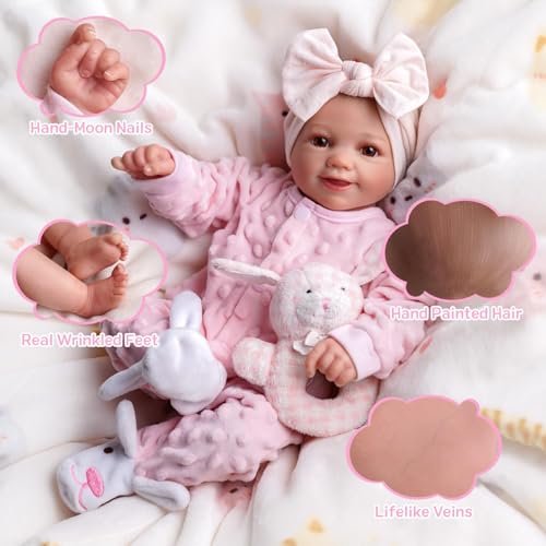 BABESIDE Reborn-Baby Doll Sunny 17 inch Realistic Newborn Dolls Girls Lifelike Baby Doll Soft Cloth Body Reborn Toddler Dolls Real Life Baby Dolls that Look Real Open Eyes