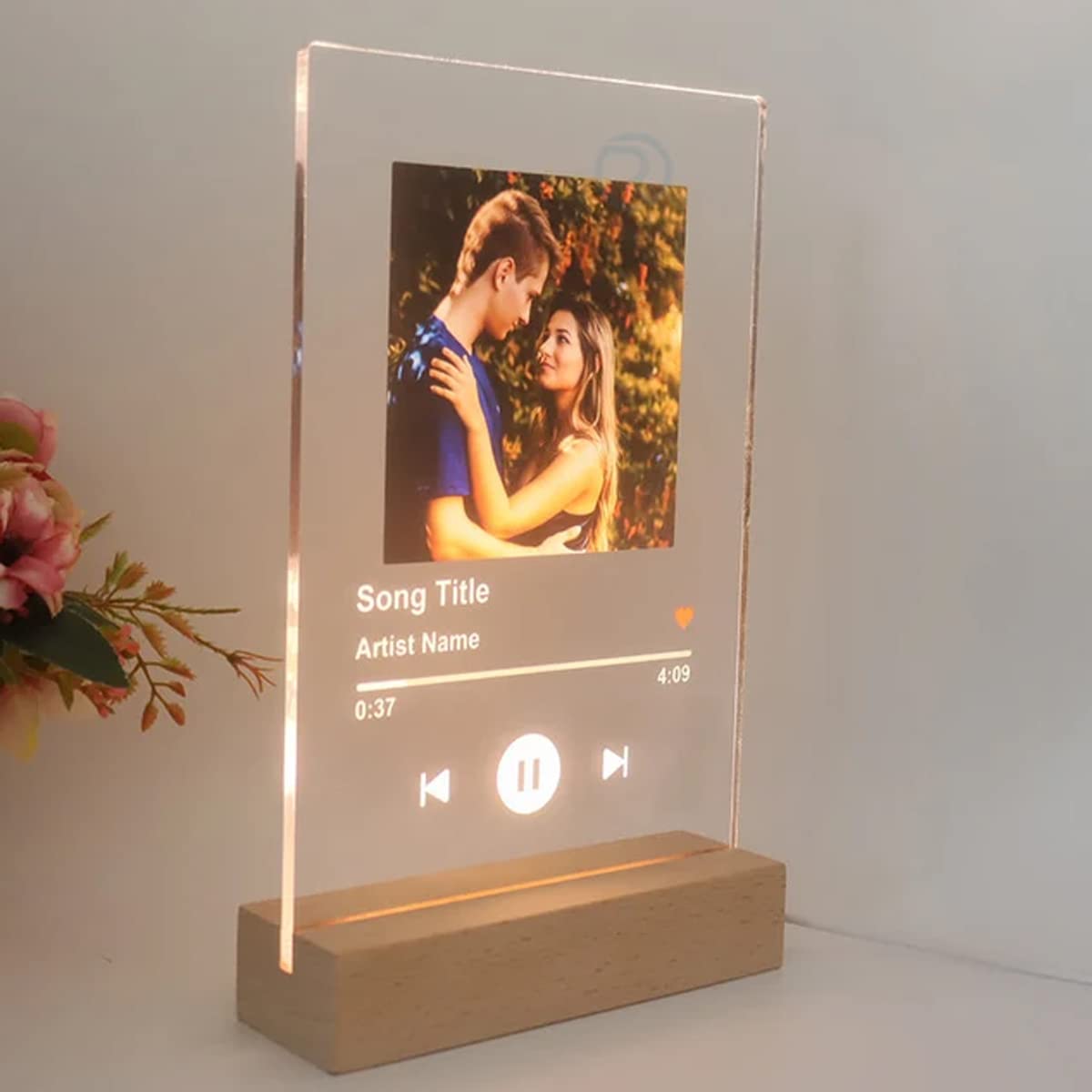 Personalized Acrylic Song with Photo Custom Acrylic Album Cover Gifts Scannable Code Spotify Plaque Wall Glass Art Song Poster Music Spotify Picture Frame Boyfriend Christmas Birthday