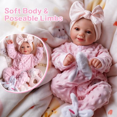 BABESIDE Reborn-Baby Doll Sunny 17 inch Realistic Newborn Dolls Girls Lifelike Baby Doll Soft Cloth Body Reborn Toddler Dolls Real Life Baby Dolls that Look Real Open Eyes