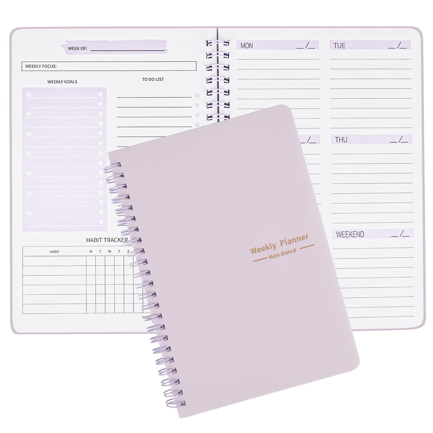 Moseem Weekly Planner Notebook, Undated A5 Planner Notebook Daily Planner To Do List Diary,Weekly Goals Planner with Habit Tracker 52 Weeks Planning for College Work Adhd Planner(Pink)