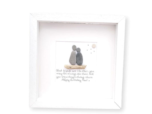 Best Friends Christmas Gift Framed Personalised Pebbles Art Friendship - Colleagues Handmade