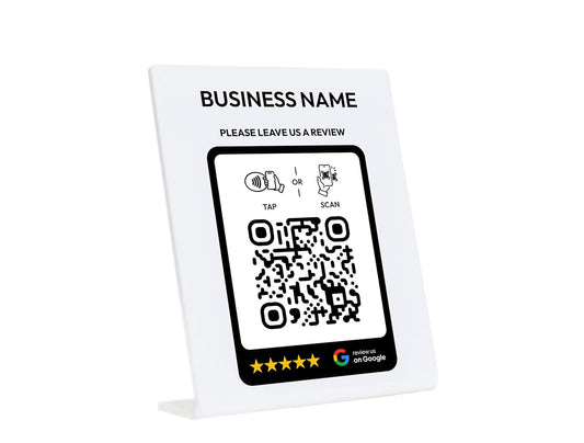 Personalized NFC or Tap To Review plaque, Business Leave a Review, QR Code Sign, Review plate, Mini QR Code sign