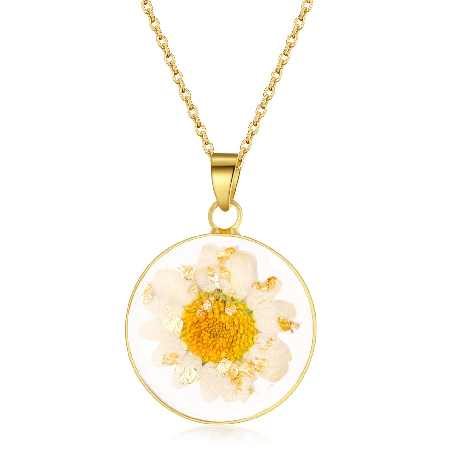 Forget-Me-Not and Queen Anne's Lace Pressed Wildflower Necklace | Gold Pressed Flower Necklace | Personalized Handmade Necklaces | Real Flower Necklace | Bridesmaid Jewelry | 18”