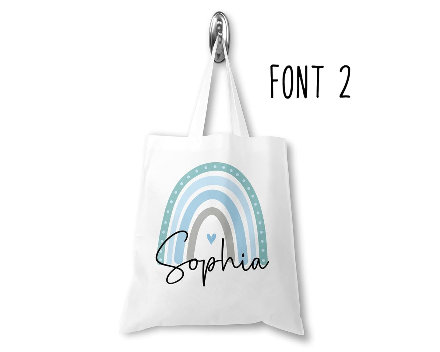 Personalised Tote Bag, Custom Rainbow Tote with Name, Shopper Bag, Birthday Gift Bag, Goodie Bag, Kids Party Bags, Bag For Life, Reusable Bag