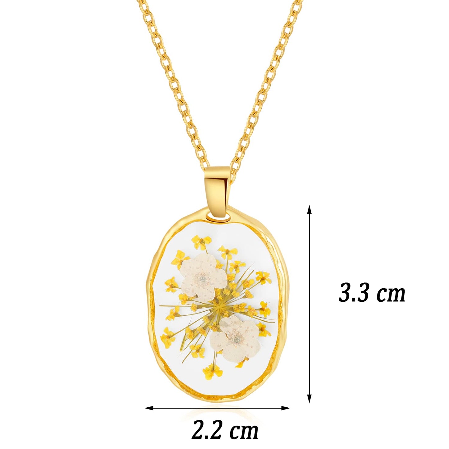 Forget-Me-Not and Queen Anne's Lace Pressed Wildflower Necklace | Gold Pressed Flower Necklace | Personalized Handmade Necklaces | Real Flower Necklace | Bridesmaid Jewelry | 18”