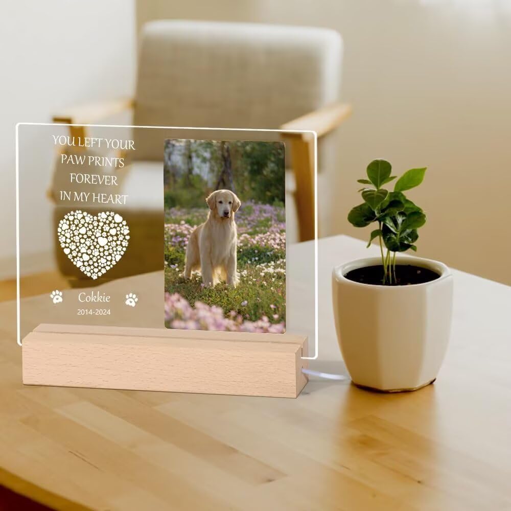 Personalized Dog Memorial Gifts for Loss of Dog - Pet Memorial Plaque Custom Photo Night Lights, Pets Bereavement Gifts Loss of Pet Gift, Style 4