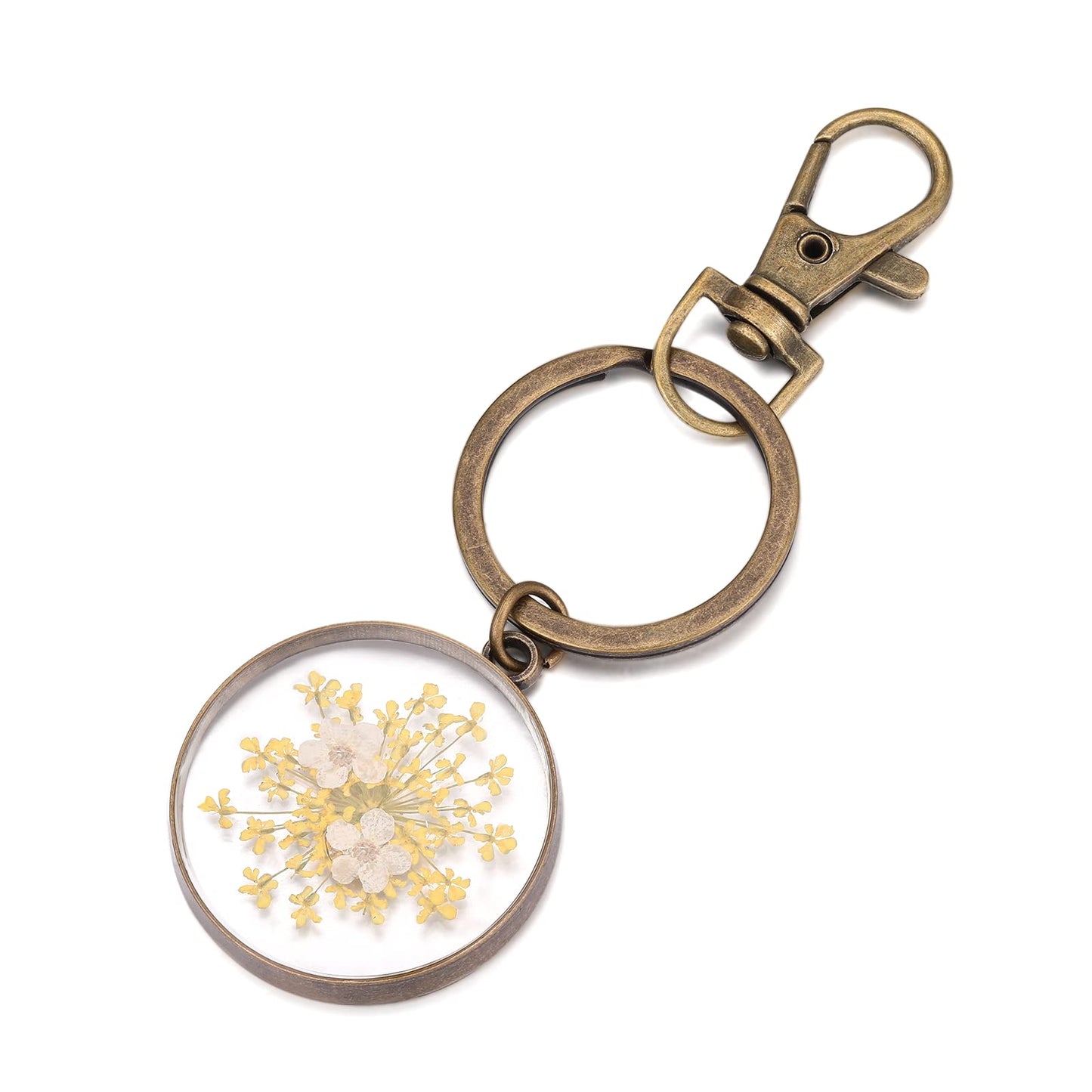 Forget-Me-Not and Queen Anne's Lace Wildflower Keychain | Real Flower Keychain | Personalized Handmade Keychain | Dried Pressed Flower Keychain Charms | Gifts for Her