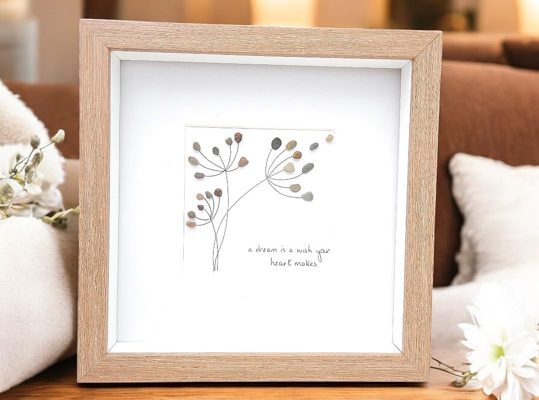 Mum Gift Idea Dandelion Wishes Pebble Art Picture Mum, Birthday Family Gift Dreams Home Decor Art