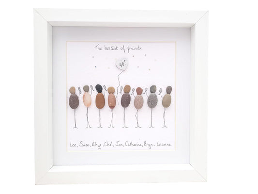 Best Friends Framed Personalised Birthday Gift From All Of Us, Pebbles Art Friendship Handmade