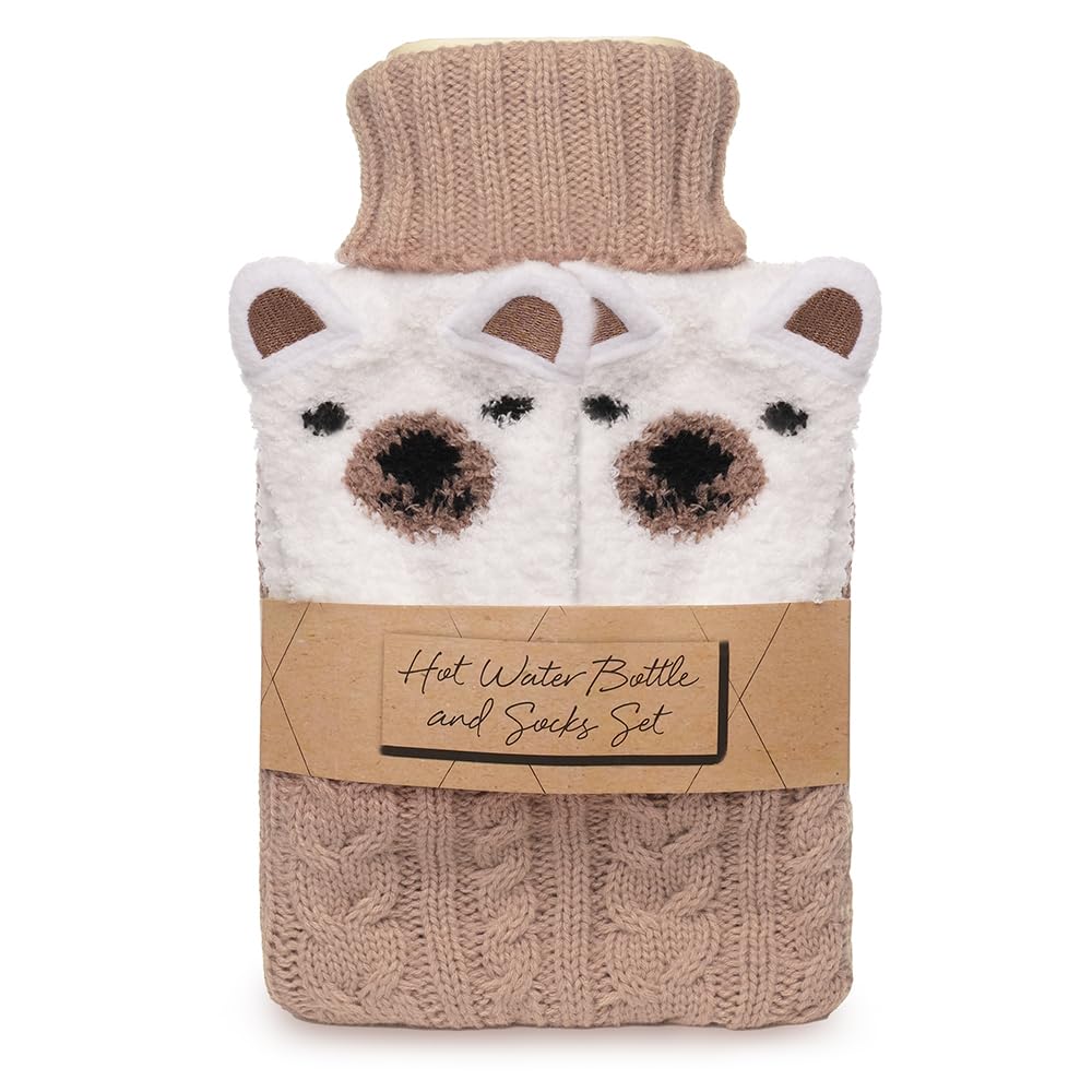 1LT Hot Water Bottle with Pair of Socks/Gift Set