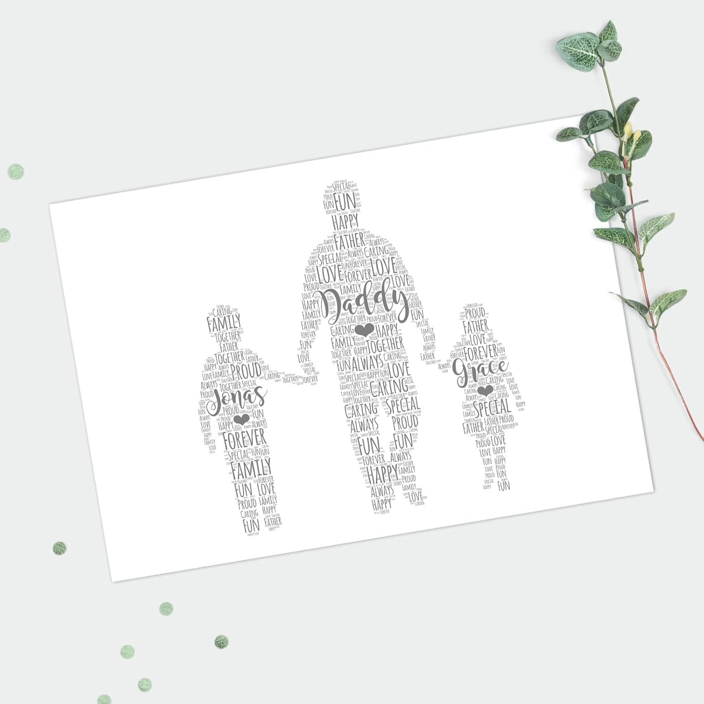 Personalised Father & Child Family Word Art Print - Birthday, Fathers Day Gift -Dad, Daddy Gifts - A5, A4, A3 Prints & Framed