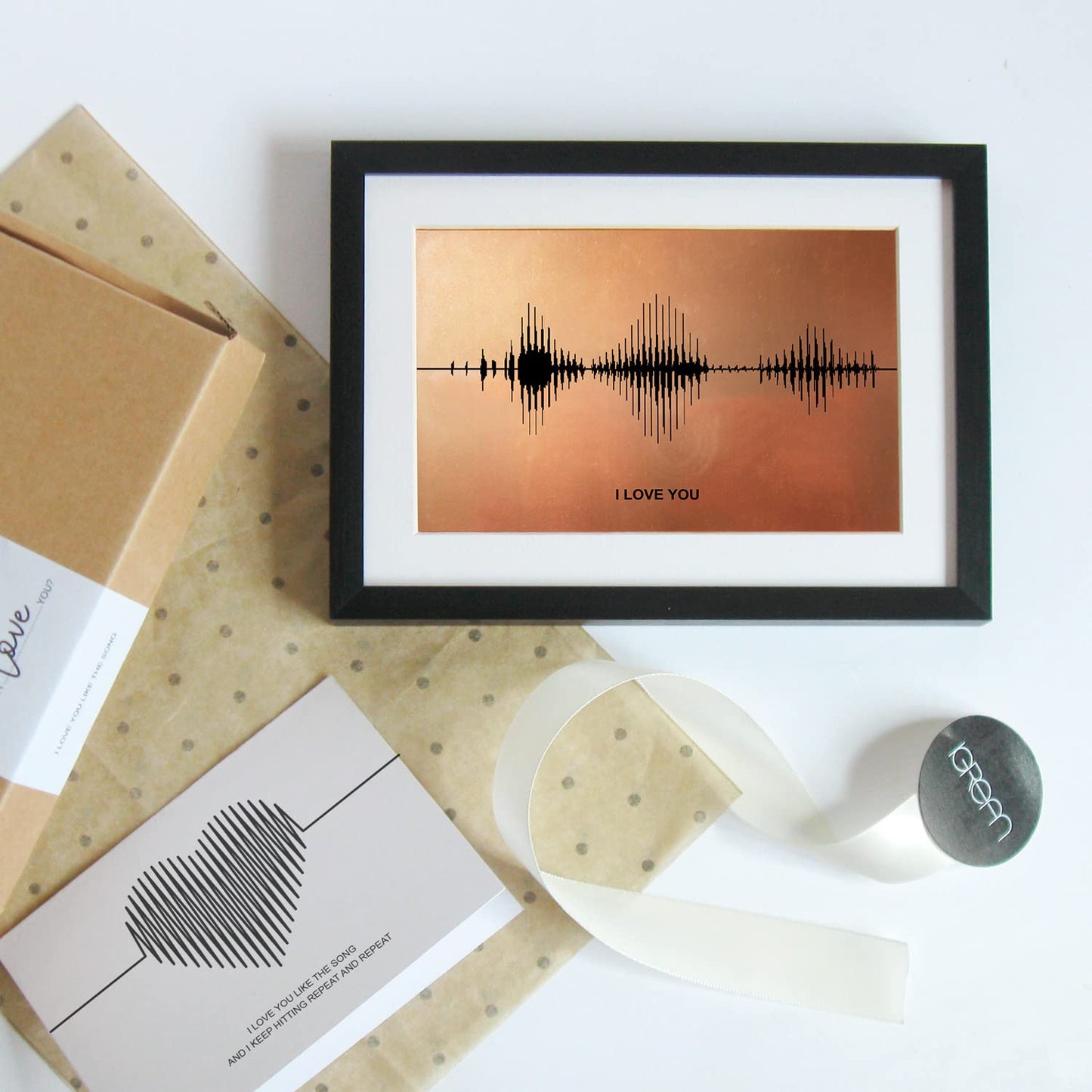 I Love You Soundwave Art, Visible Voice Print for Copper Wedding Anniversary Gift, Valentines Day Gift for her or him, Husband Present from Wife, Christmas Gift